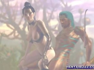3D cartoon girl swell sucking and riding a stiff bigcock
