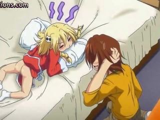 Vājas anime blondīne aizņem liels penis
